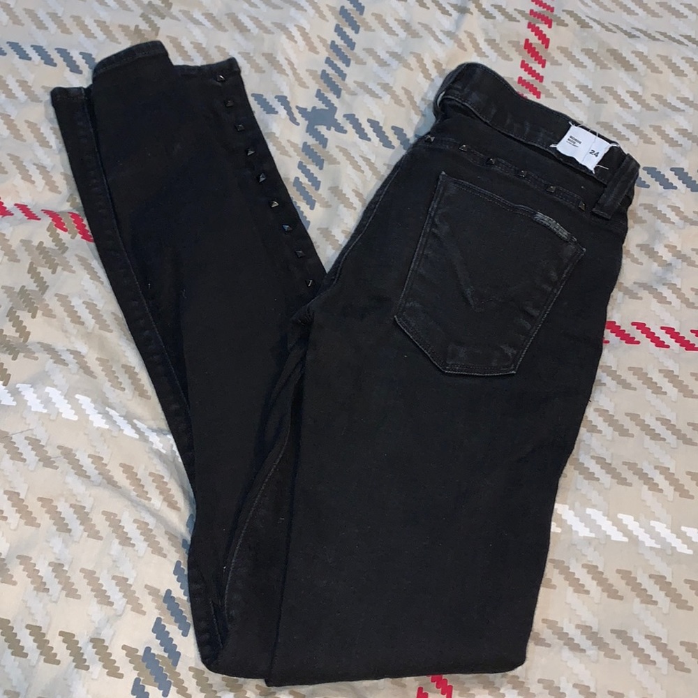 Hudson midrise Nico studded black skinny jeans